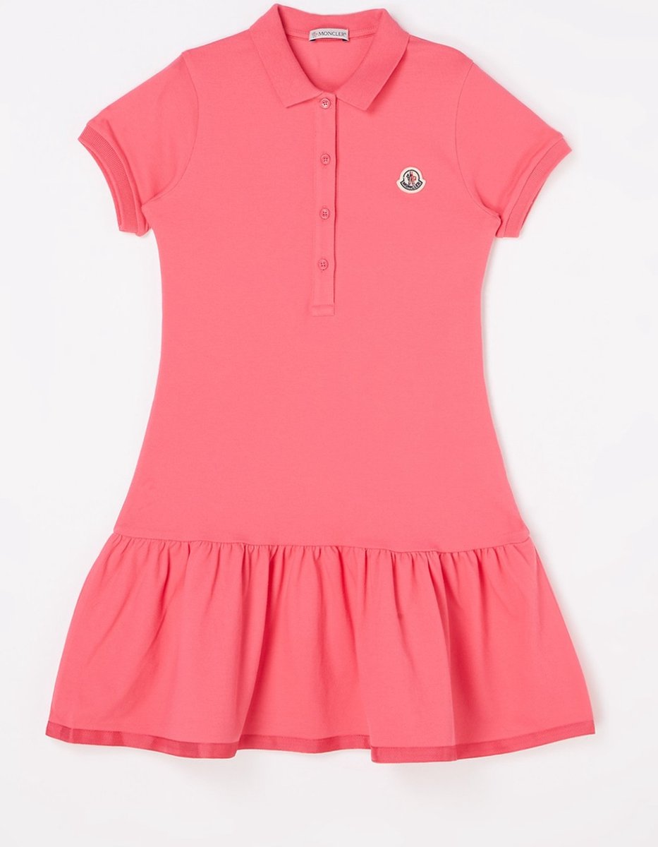 Moncler Jurk van piqué katoen met polokraag - Fuchsia - Maat 140