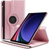 Draaibaar Hoesje - Rotation Tabletcase - Multi stand Case Geschikt voor: Samsung Galaxy Tab S9 FE 5G 10.9 inch (SM-X510/X516B/X518U) & Tab S9 (SM-X710/X716B/X718U) 11 inch Rosegoud