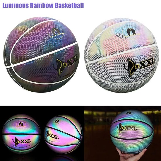 BRIGHT™ Lichtgevende Basketbal | Reflecterend | Basketball | Holografisch | Glow in the Dark | Kinderen en Volwassenen | Unisex | Wit/Zwart/Roze/Blauw/Geel | Outdoor/Indoor | Maat 7