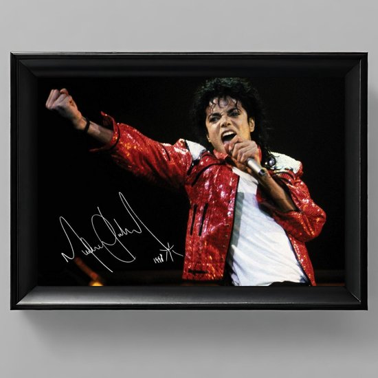 Michael Jackson Ingelijste Handtekening – 15 x 10cm In Klassiek Zwart Frame – Gedrukte handtekening – King of Pop - MJ - The Jackson 5 - Billie Jean - Thriller -