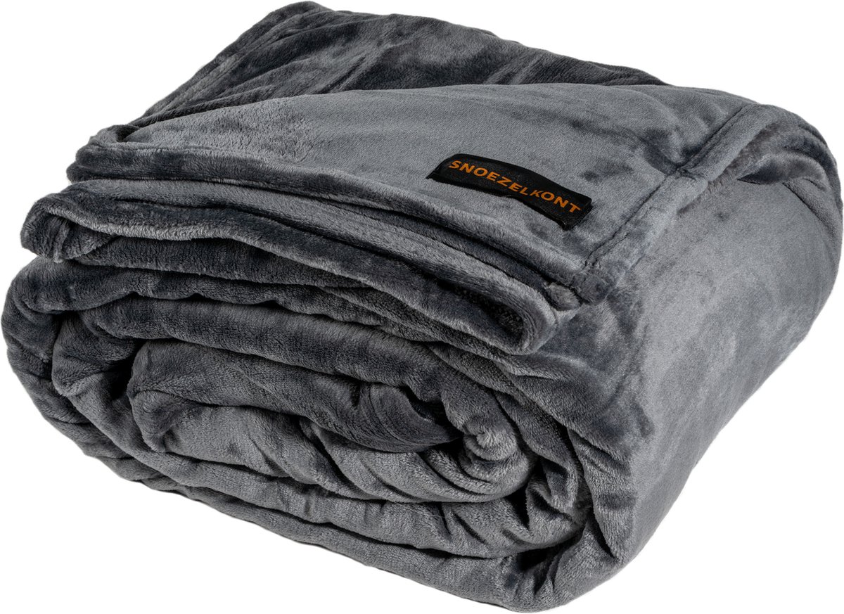 Snoezelkont Deken - XXL - Antraciet - 300 x 300 - Fleece Deken - Woonplad - XXL Plaids - Woondeken - Grand Foulards