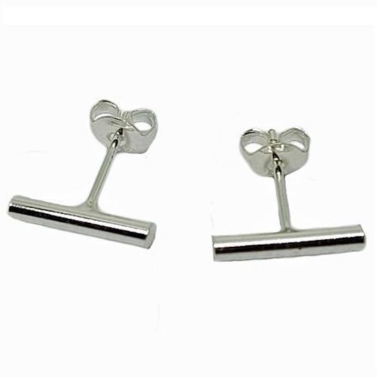 T-bar oorbellen - 925 Sterling zilver - Staafjes oorbellen - 12 Millimeter - Damesdingetjes