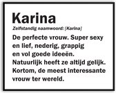 Karina Woordenboek Grappig Fotolijst met glas 50 x 70 cm - Cadeau - Kado - Schilderij - Muur - Verjaardag - foto - Poster - incl ophangsysteem