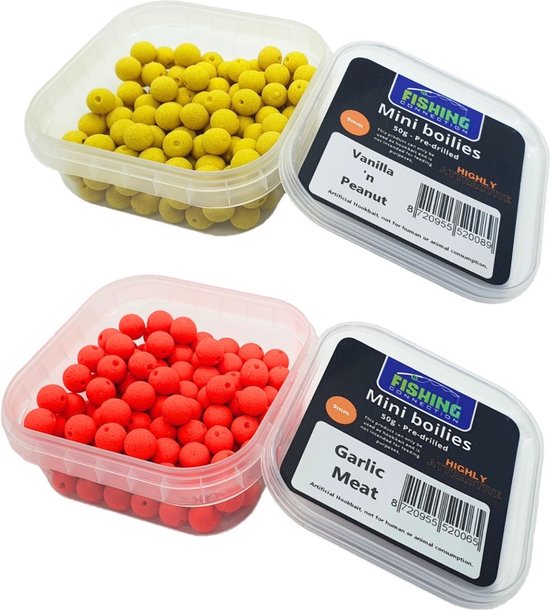 Mini Boilies (pre-drilled) 'Duo' 9mm - 2 x 50g - Zoet & Hartig - Method Feeder Aas/voer - Miniboilies Haakaas van MINI — afbeelding 2