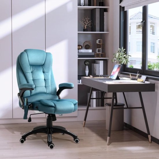 Gamingstoel Ergonomische bureaustoelstoel Swivel stoel met massagefunctie Hoogte verstelbaar blauw 67 x 74 x 107-116 cm