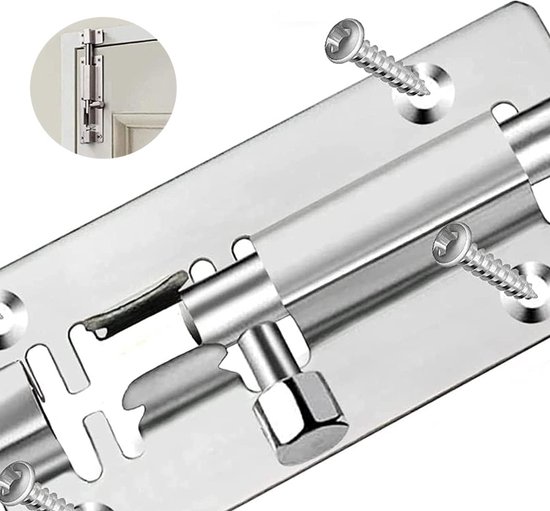 2 stuks schuifslot, deurgrendel, 7,5 cm, roestvrij staal, deursluitingen met 12 schroeven, kleine veiligheidsdeurgrendel voor tuinpoort, badkamer, schuur, toilet