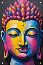 Boeddha tuinposter - Buddha poster - Posters neon - Poster buiten - Tuindoek - Decoratie tuin - 50 x 75 cm