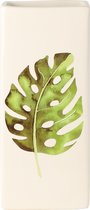 1x Witte radiator waterverdampers/luchtbevochtigers botanische planten print monstera blad 21 cm - Waterverdampers voor de verwarming - Luchtvochtigheid verhogen