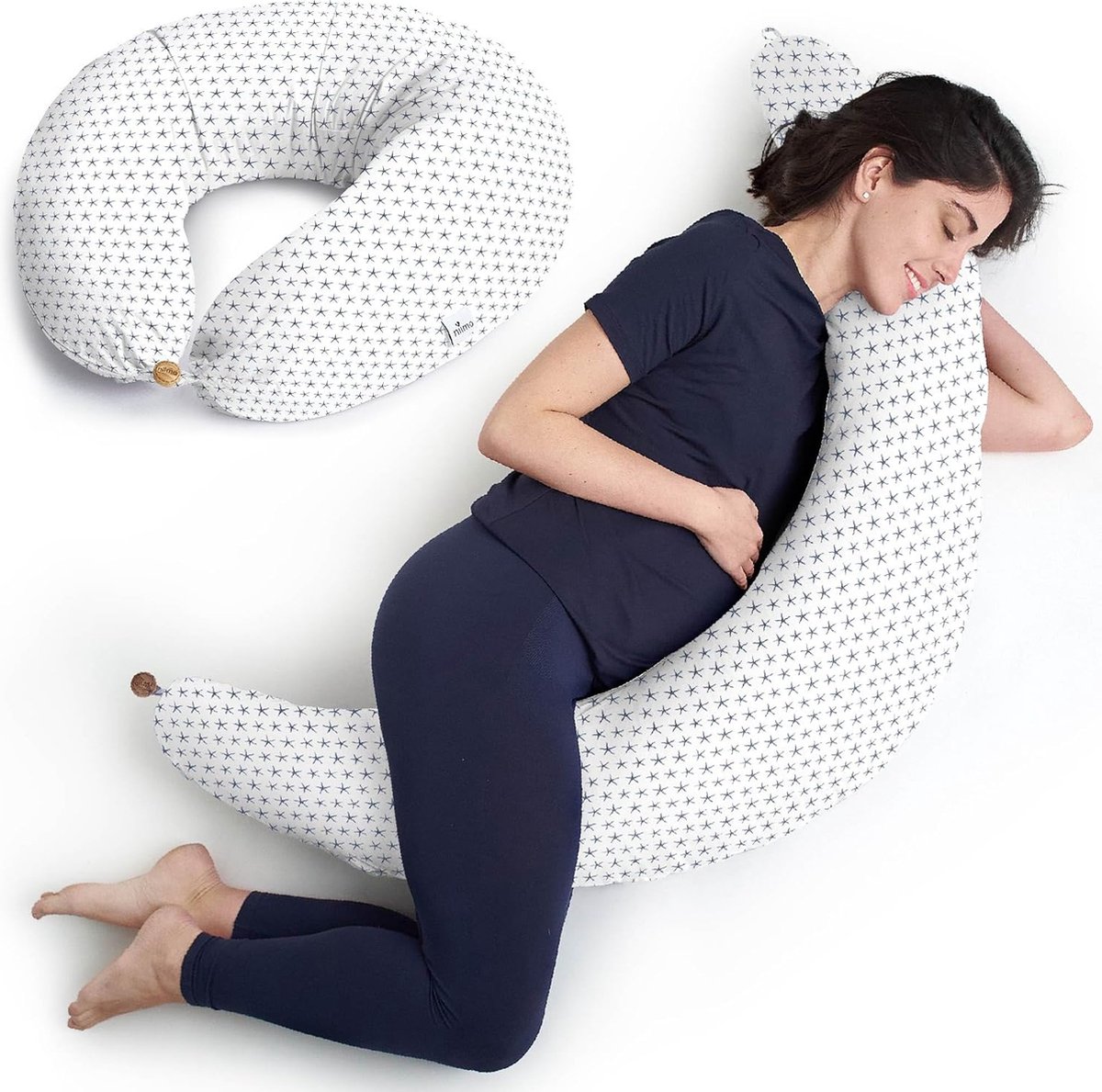 Bol.com Voedingskussen, zwangerschapskussen om te slapen, zijslaapkussen, XXL, 100% katoenen hoes, multifunctioneel aanbieding
