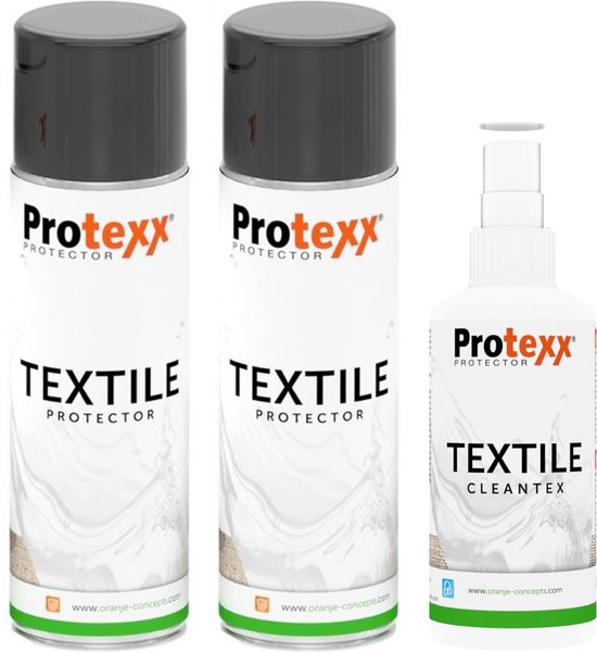 Protexx Set - 2x Textile Protector 250ml + Textile Cleantex Vlekkenspray 100ml