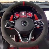JDtuning | Couvre volant Golf 8 Premium Alcantara DSG GTI R Polo Tiguan Passat Volkswagen | Pour volant avec palmes – Rouge