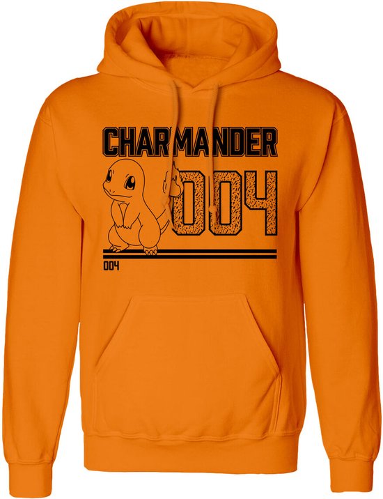 Uniseks Hoodie S Pokémon Charmander Line Art | Oranje hoodie heren | Oranje hoodie dames | Pokemon trui S | Pokemon kleding volwassenen | Pokemon oranje hoodie