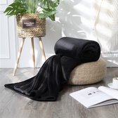 SHOP YOLO-fleece deken- 280 g/m²-bont bankovertrek-220 x 240 cm-flanel voor eenpersoonsbed-zacht en warm-zwart