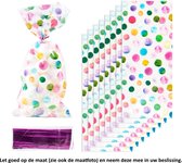 25x Uitdeelzakjes Kleurrijke Stippen 12.5 x 27.5 cm - Polka dots - Veelkleurige Confetti - Cellofaan Plastic Traktatie Kado Zakjes - Snoepzakjes - Koekzakjes - Koekje - Cookie Bags
