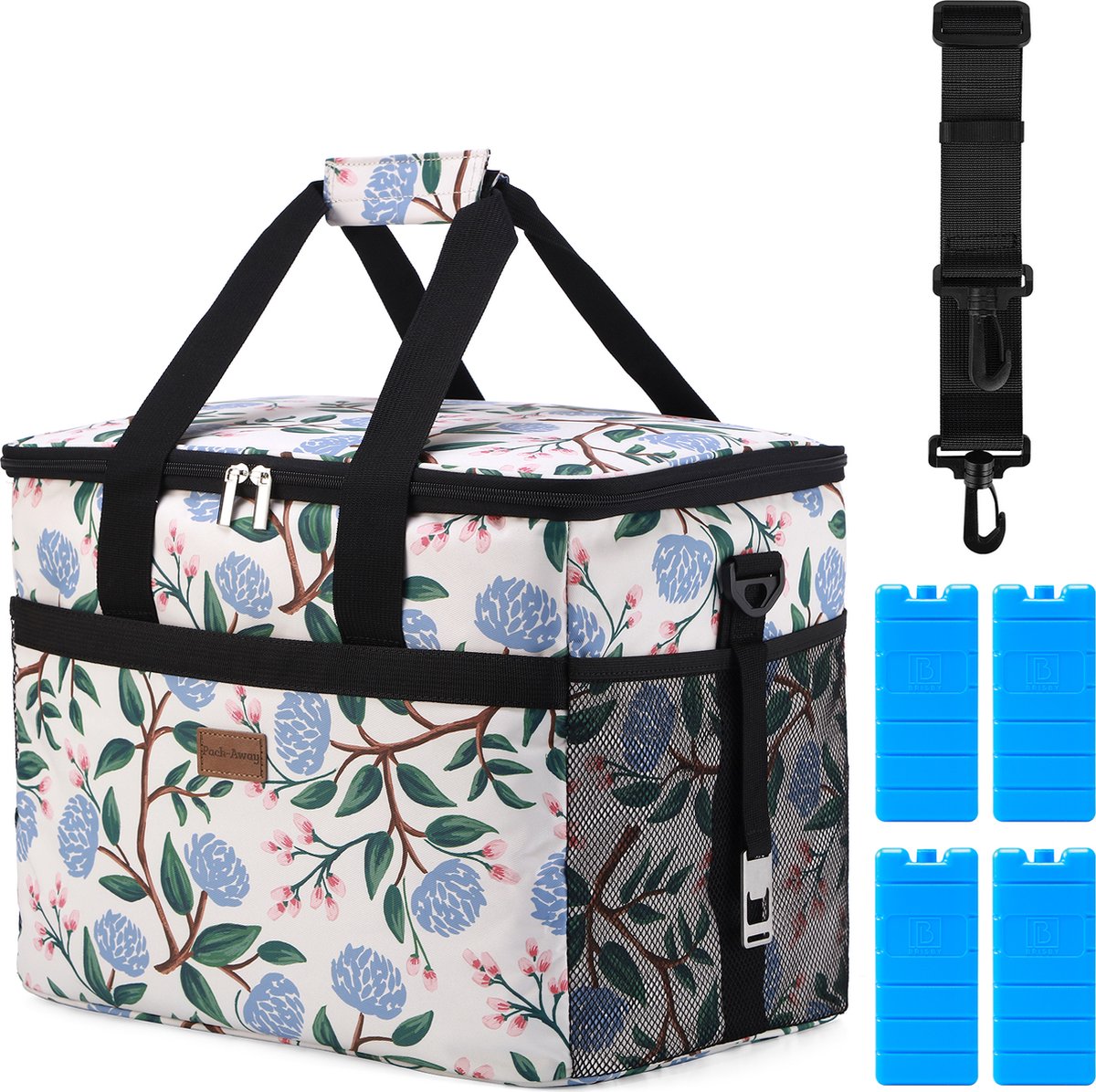 Packaway 4 Laags Geïsoleerde Koeltas - Lunchtas 30 liter - White Flower