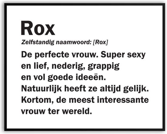 Rox Woordenboek Fotolijst met glas 50 x 70 cm - Prachtige kwaliteit - jarig - verjaardag - kado - Canvas - incl ophangsysteem - Poster - Grappig - cadeau