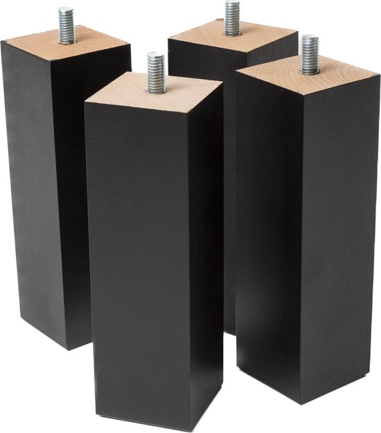 IPEA 4 X Houten Poten Model Hoek Voor Banken En Meubels - Set Met 4 Poten Voor Stoel Kleur Wenge Hoogte 50 Mm