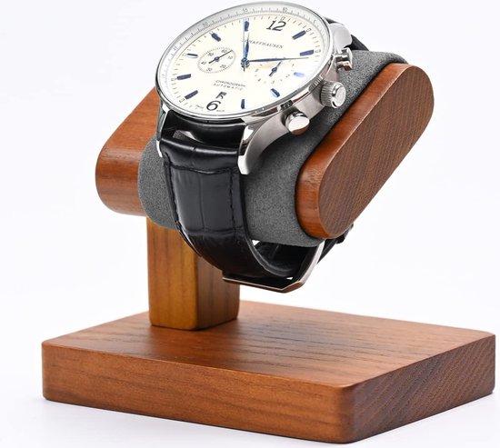 Massief hout, eenvoudige horlogestandaard, horlogestandaard voor mannen, horlogehouder van hout, horlogeopslag, cadeau voor hem (donkergrijs)