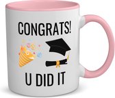 Akyol - congrats you did it koffiemok - theemok - roze - Geslaagd - studenten - cadeau - geslaagd - student - gefeliciteerd - 350 ML inhoud