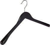De Kledinghanger Gigant - 12 x Mantelhanger / kostuumhanger lotushout zwart gelakt met schouderverbreding, 41 cm