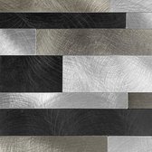 Wandpaneel - Zelfklevende Mozaïek - Zilver Zwart Geborsteld ALU