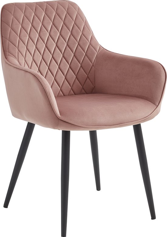 Colenis® - Chaises de salle à manger Beverly - Lot de 6 - Rose - Velours - Pieds en métal