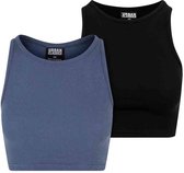 Urban Classics - Rib 2-Pack Crop top - 5XL - Blauw/Zwart