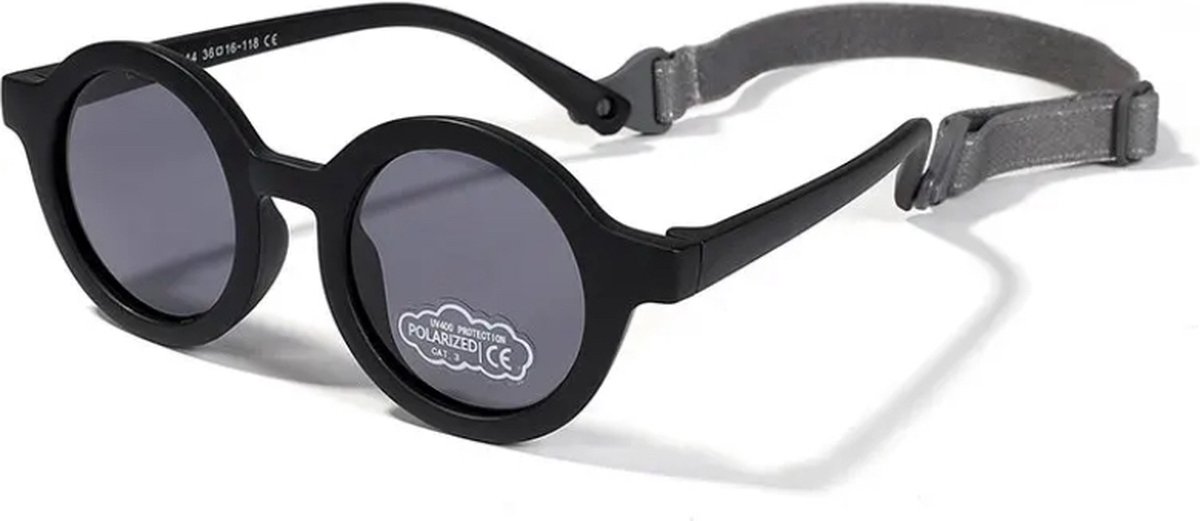 Goedkoopste Baby zonnebril - flexibel - met bandje - zwart - silicone