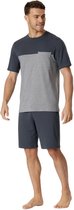 Schiesser Pyjama korte broek - 003 Grey - maat S (S) - Heren Volwassenen - Katoen/elastaan- 181167-003-S