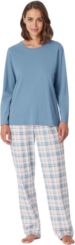 Schiesser Schlafanzug Ensemble pyjama long femme - bleu gris - Taille XL