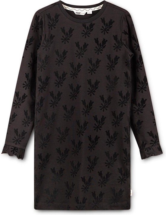 Moodstreet - Jurk flock print - Black - Maat 98-104