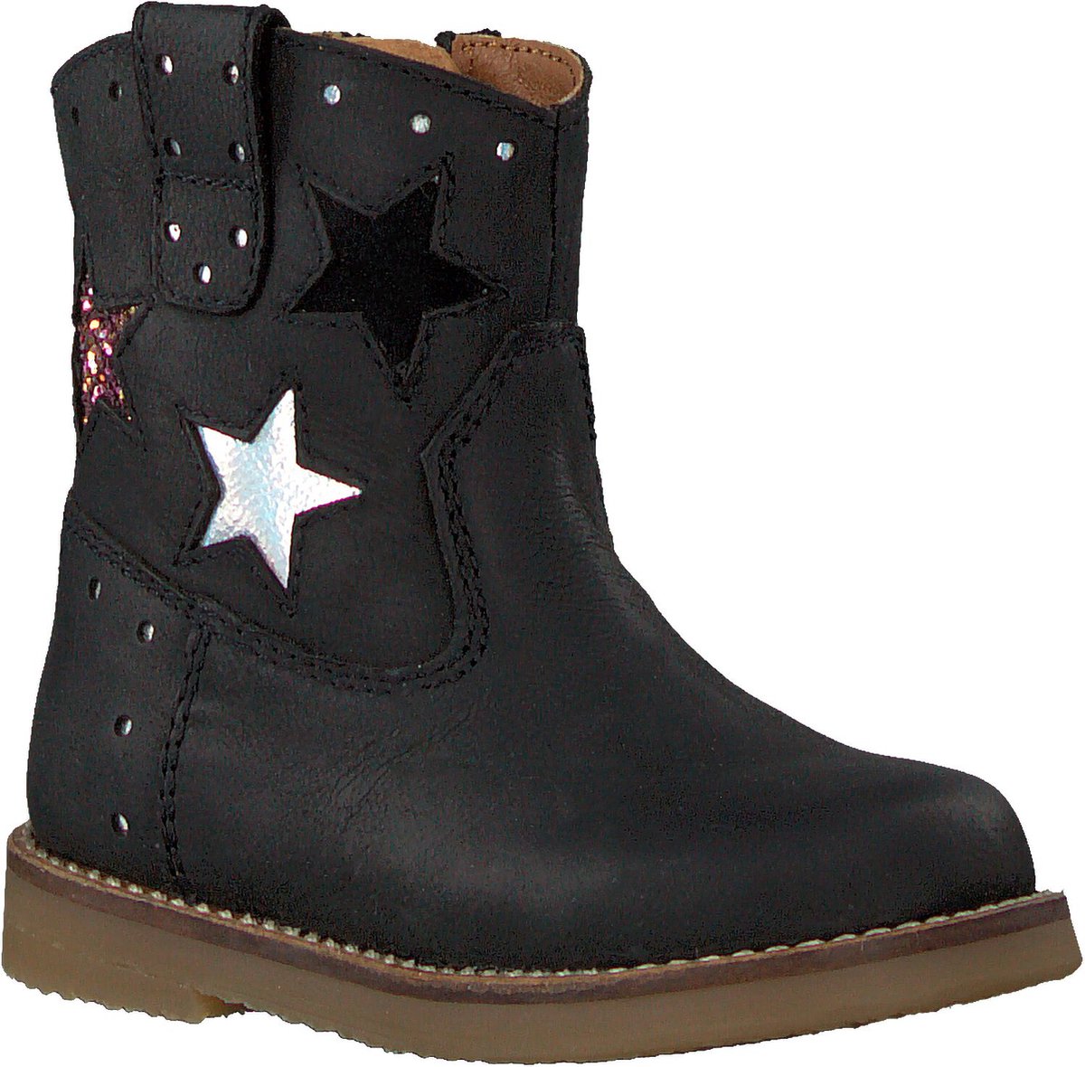 Omoda Om120626 Enkellaarsjes - Enkelboots met rits - Meisjes - Zwart - Maat 21