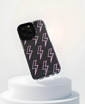 iPhone 15 Pro - Pink & White Lightning Case - Shockproof - Doorzichtige Back Cover