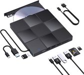 Lecteur DVD ordinateur portable - Lecteur DVD portable - 15,4 x 14,3 x 1,8 cm - 360 Grammes - Zwart