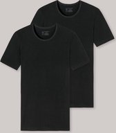 Schiesser Heren Shirt 1/2 - M - Zwart - 2 pack- R Hals