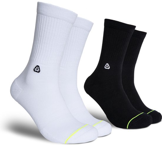 Chaussettes de sport FLINCK Pro Essentials (lot de 2) Zwart et Wit - Tailles 45-48 - Qualité supérieure - Sans coutures et respirantes - Pour CrossFit, Course à pied, Fitness et Hyrox