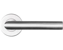Ostiumhome® Ovada - Deurklink - RVS op Ronde Rozet - 130mm - Geschikt voor binnen deuren - RVS zilver