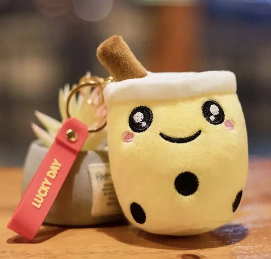 Kawaii bubble tea mini knuffel - sleutelhanger – Geel