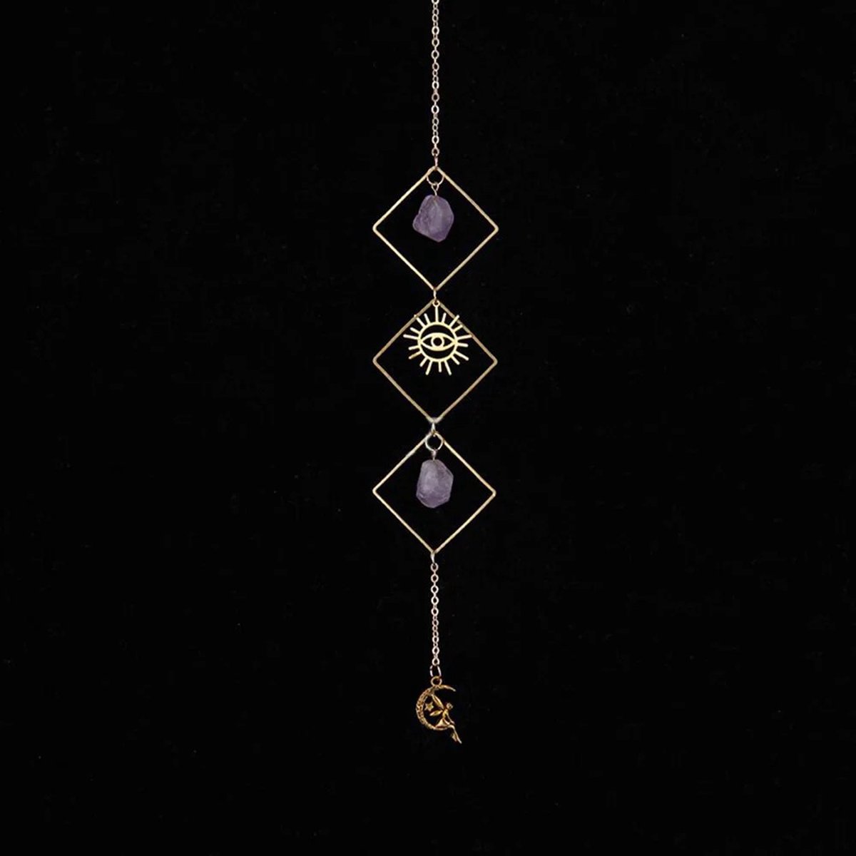 Edelsteen Zonnevanger - Raamdecoratie Windgong - Amethist Handgemaakte Zonnevanger - Evil Eye