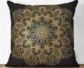 Kussensloop - kussenhoes - Sierkussenhoes - hoes voor vloerkussens - 70x70 cm - Vloerkussen - Gold mandala op zwart - Kussensloop - Aan beide zijdig bedrukt