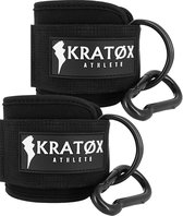 KRATØX 2 Stuks Ankle Strap met 2 Karbijnhaken - Sport Kickback - Fitness Straps - Enkelband - Ankle Cuff Strap - Zwart