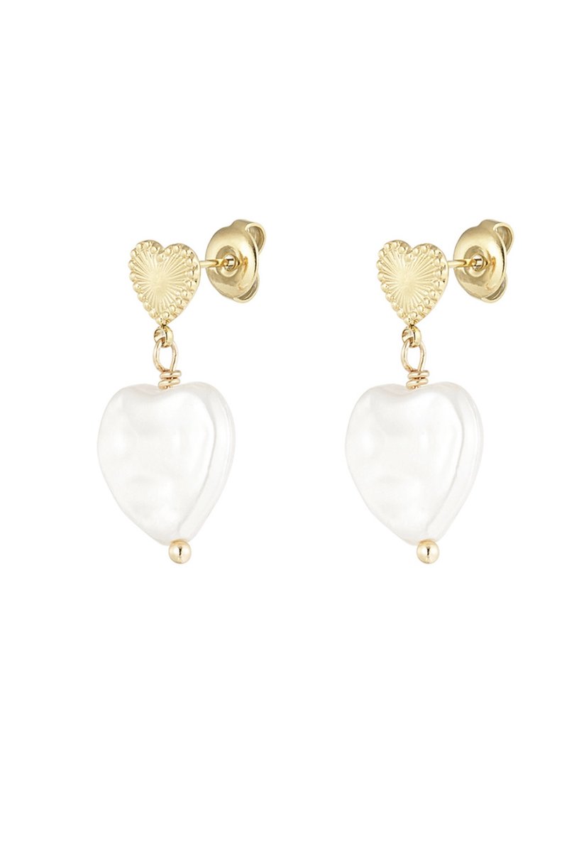 Lâhza Jewelry - Dames oorbellen met parel hart - Dames oorbellen - RVS