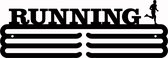 Running Man flank Medaillehanger 3bars zwarte coating - staal - (35cm breed) - Nederlands product - sportcadeau - medalhanger - medailles - marathon – muurdecoratie
