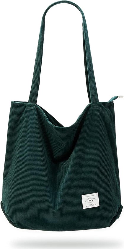 Corduroy tas voor dames, schoudertas met ritssluiting, grote shopper, tas, handtas, schoudertassen voor werk, kantoor, reizen, winkelen, school en dagelijks gebruik