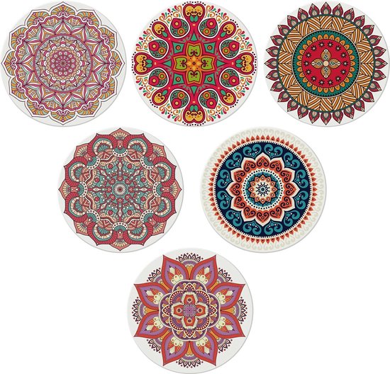 Onderzetters, set van 6 decoratieve onderzetters voor glas, kopjes
