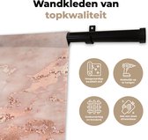 Wandkleed - Wanddoek - Marmer - Luxe - Roségoud - Roze - Glitter - Marmerlook - 90x67.5 cm - Wandtapijt