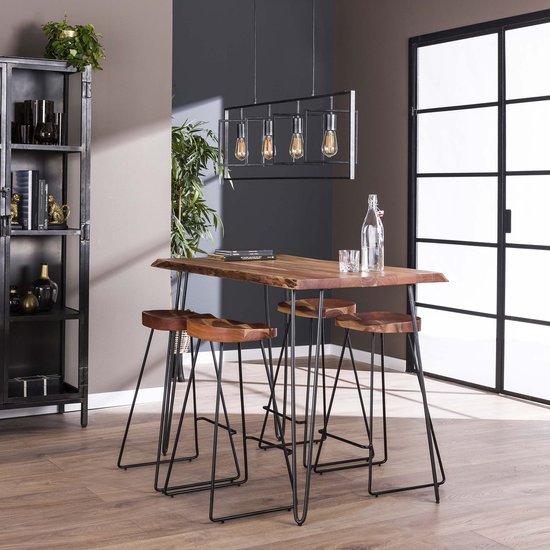 Hoyz - Table de bar Edge - Bois d'acacia Massief - Industriel - 130x70x92