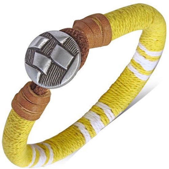 Montebello Armband Cas Yellow - Leer - Touw - 8mm - 22cm