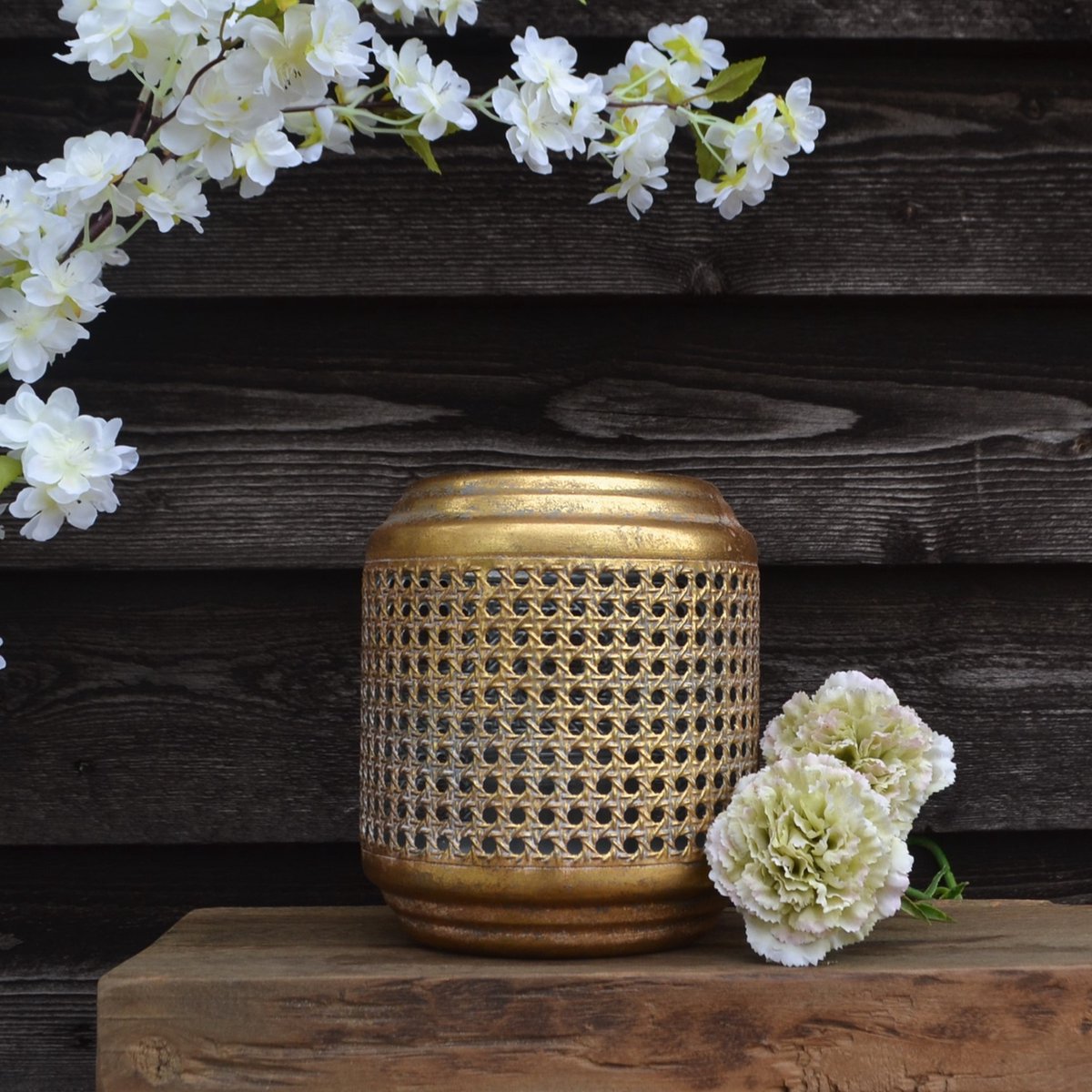 DKNC ronde lantaarn goud Ø18cm x 21,5cm