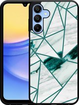 Cazy Hardcase Hoesje geschikt voor Samsung Galaxy A15 / A15 5G Polygon Marmer Groen